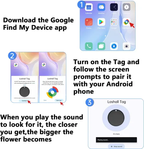 Vista 6 de Rastreador Bluetooth Android - Paquete de 2 localizadores de artículos que funcionan con Google Find My App (solo para Android), etiqueta