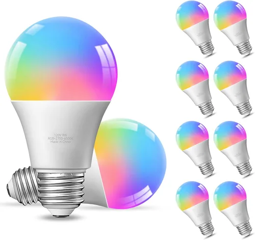Vista 10 de TJOY Paquete de 4 bombillas inteligentes, Bluetooth WiFi LED funciona