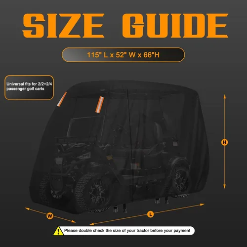 Vista 2 de Funda para carrito de golf para 2/4/6 pasajeros, cubierta para carrito de golf, techo extendido, impermeable, resistente a la intemperie, compatible