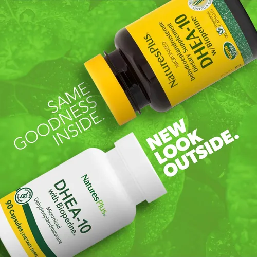 Vista 3 de NaturesPlus DHEA-10 - Apoya la energía, la salud inmunológica y el envejecimiento saludable - 90 cápsulas - Vegano, sin gluten - 90 porciones