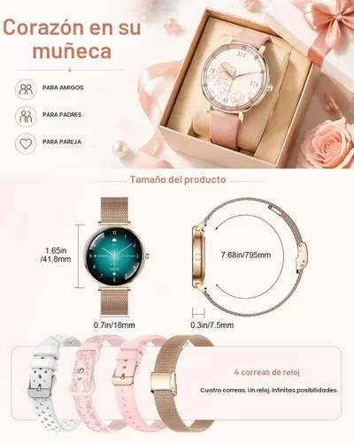 Vista 9 de Smart Watches for Women,1.32'' AMOLED Ultra-Thin Smart Watch with Bluetooth Make/Answer Call,Heart Rate/SpO2/Sleep Tracker,120+ Sport Modes IP68