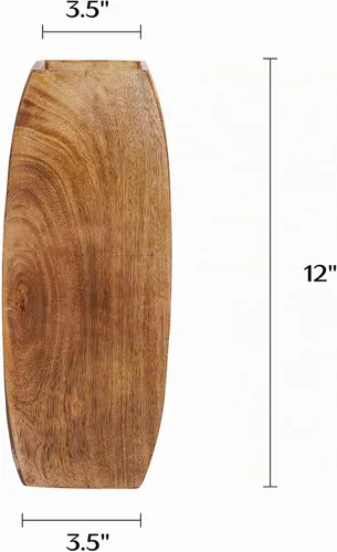 Vista 2 de Mela Artisans Florero de madera de mango - Quemado medio, 12 pulgadas Medio Quemado