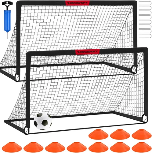 Vista 20 de Juego de porterías de fútbol para niños para patio trasero – 2 de 4 x 3 pies, equipo portátil de entrenamiento de portería de fútbol, red de fútbol