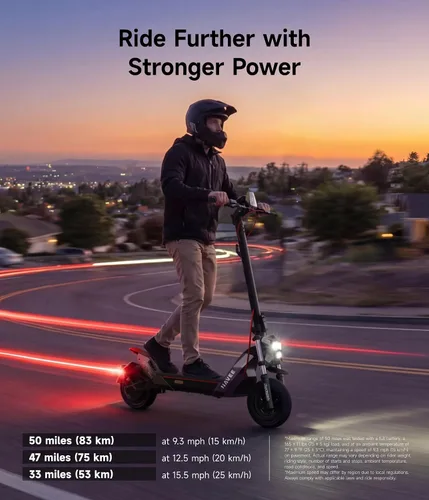 Vista 4 de NAVEE UT5 Ultra X/UT5 Max/XT5 Pro/NT5 Max Electric Scooter, 25-43.5 mph, 51.6-74.6 Miles Range, 1638-2400W Peak Motor & Dual Suspension & Disc
