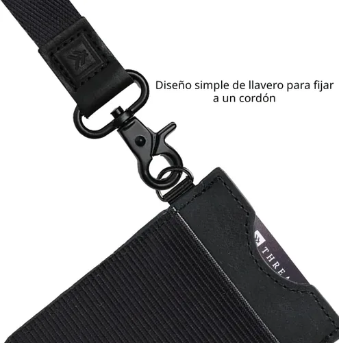 Vista 3 de Thread Wallets Cartera minimalista ultra delgada para tarjetas, Negro, Talla única, Casual