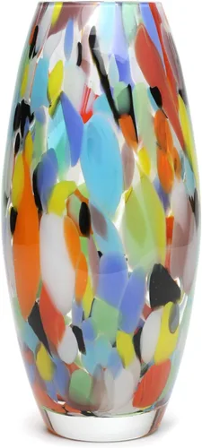 Vista 10 de Ca D Oro - Jarrón de cristal de confeti azul soplado a mano estilo Murano para flores y decoración - Modelo Oliva G