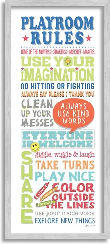 Vista 8 de Stupell Industries 'Playroom Rules Colorful Typography White Blue Green and Red', arte en lienzo, 10 x 24 pulgadas, fácil de colgar y resistente