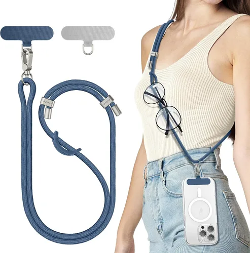 Vista 18 de SURPHY Cordón para teléfono, correa cruzada ajustable para teléfono con 2 pestañas de amarre para teléfono celular, hebillas de metal de alta