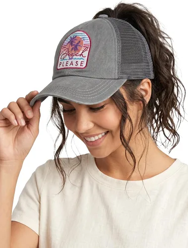 Vista 23 de Funky Junque Gorra de béisbol con cola de caballo cruzada, gorra de malla