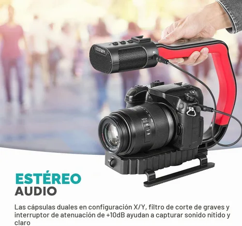 Vista 5 de Movo micrig Extreme Sport Edition – Mango de vídeo con micrófono estéreo integrados, Parabrisas, & Fisheye Lente para iPhone 5, 5 C, 5S, 6, 6s, 7