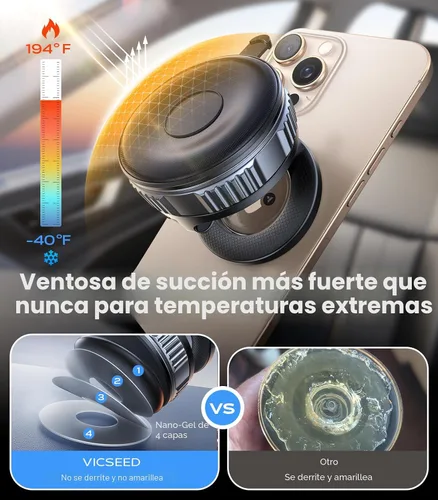 Vista 3 de VICSEED Soporte de teléfono de automóvil mejorado para Magsafe 2026 [85 libras de succión más fuerte] Soportes magnéticos de teléfono al vacío