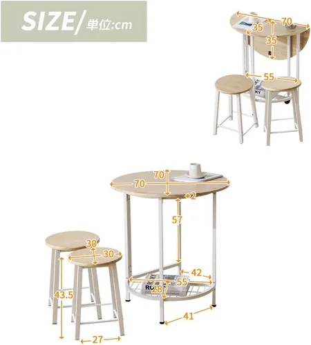 Vista 6 de OSJ Comedor, Mesa de comedor, Juego de comedor, Mesa de comedor, 2 sillas, 2 asientos, elegante