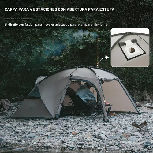 Vista 4 de Naturehike Massif - Tienda de campaña caliente con gato para estufa, resistente al viento, resistente al viento, para 4 estaciones, para 2/4