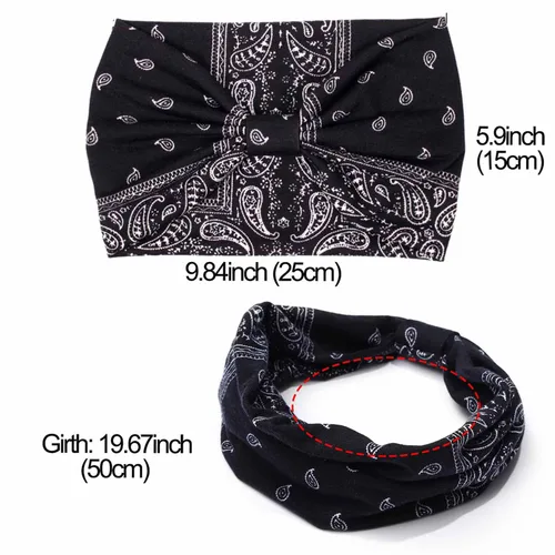 Vista 6 de CAKURE Diademas anchas bohemias anudadas para la cabeza, bufanda africana para la cabeza, accesorios para el cabello de motocicleta, para mujeres