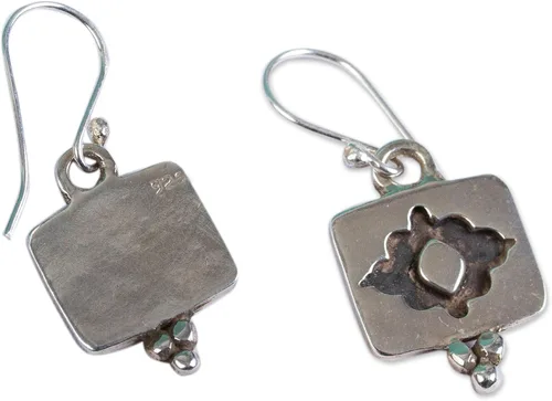 Vista 2 de NOVICA Plata de ley 925. Dangle arete "Flor de infinity