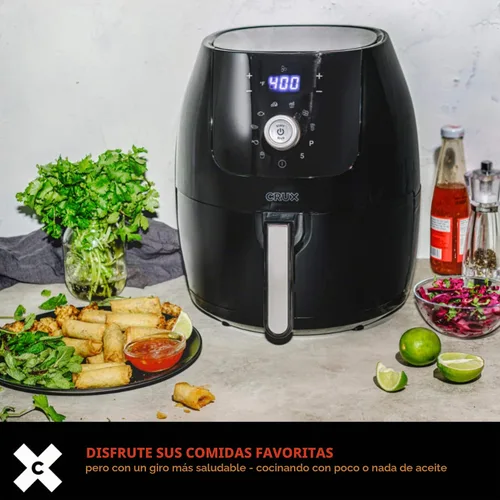Vista 2 de CRUX Freidora de aire digital de 6 cuartos de galón con sartén antiadherente extraíble apta para lavavajillas y bandeja para crujir, temporizador