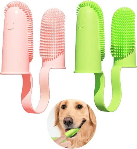 Vista 8 de Paquete de 2 cepillos de dientes para perro, cerdas envolventes de 135º para facilitar la limpieza de los dientes, cepillo de dientes