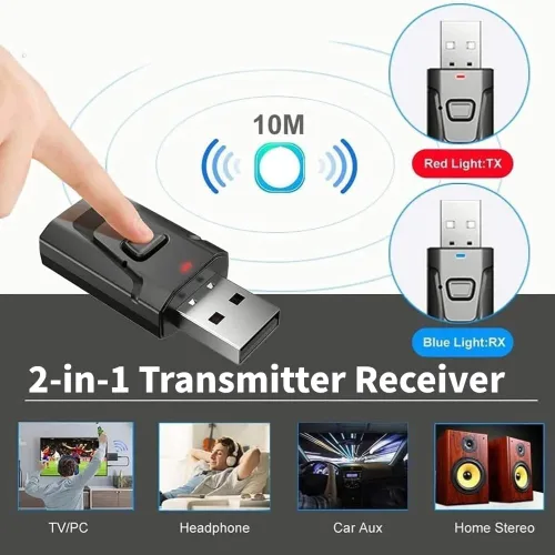 Vista 2 de Transmisor Bluetooth USB para TV con calidad de sonido claro Plug and Play estable, adaptador Bluetooth 5.0 para TV/coche/PC adaptador de audio