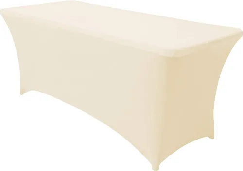 Vista 67 de Obstal Funda de mesa de elastano elástica de 4 pies para mesas plegables estándar, paquete de 2 manteles rectangulares universales ajustables