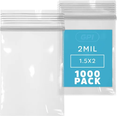 Vista 11 de GPI - Bolsas pequeñas con cremallera de 1 x 1 pulgada, bolsas de plástico transparente con cierre para joyas, 2 mil de grosor, con cierre superior