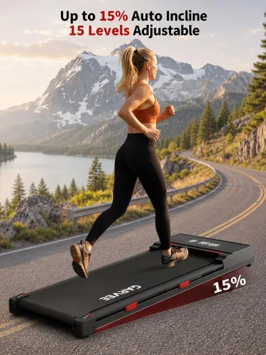 Vista 2 de Garvee Caminadora con 15% de inclinación automática, 15 niveles, 400 libras
