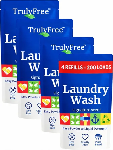 Vista 10 de Truly Free Detergente Natural para Ropa para Piel Sensible Ecológico, a Base de Plantas, Seguro para Ropa de Bebé Polvo Limpio y Fácil