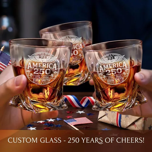 Vista 6 de Juego de decantador de whisky trenzado personalizado para el 250 aniversario, regalo de independencia de Estados Unidos 250 para hombres, nombre