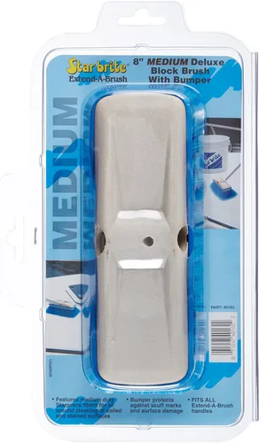 Vista 2 de STAR BRITE Cepillo de lavado medio premium de 8" con cabezal de cepillo W/parachoques - Conexiones duales que se ajustan a los postes roscados