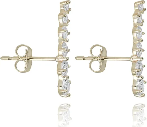 Vista 2 de AVORA Pendientes de oro amarillo de 10 quilates con circonita cúbica de diamantes de imitación