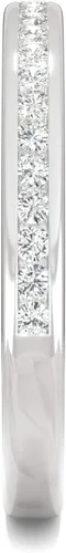 Vista 5 de Charles & Colvard - Anillo de boda redondo de oro blanco de 14 quilates de 0.047 in, 0.19 quilates de DEW por Charles & Colvard