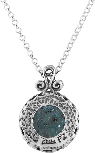 Vista 7 de Paz Creations - Colgante de pátina de cristal romano de plata de ley 925 para mujer, collar orgánico natural hecho a mano, regalo de joyería hecha a
