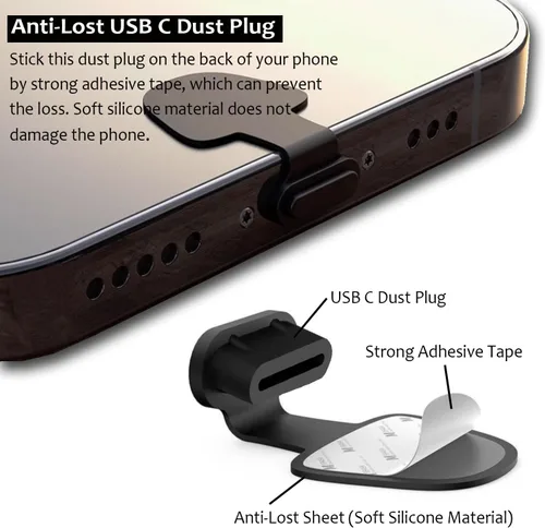 Vista 3 de Paquete de 10 tapones antipolvo USB C, accesorios de teléfono para iPhone 18 17 16 15/16 Plus/16 15 Pro / 16 15 Pro Max, cubierta protectora