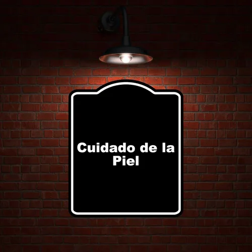 Vista 2 de Cuidado de la Piel Spanish BLACK Minimalist Aluminum Composite Sign 8.5 x 10 inches