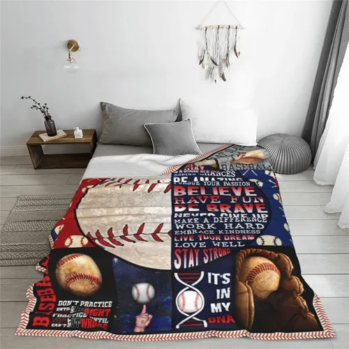 Vista 3 de Manta de Béisbol Manta de Béisbol para Arrojar Regalos para Amantes de los Deportes Artículos de Felpa de Forro Polar Franela para la Cama