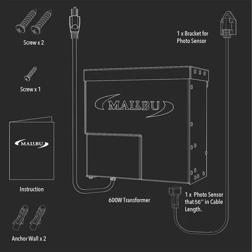 Vista 7 de Transformador de paisaje de bajo voltaje de 600 W, transformador resistente a la intemperie para exteriores de 120 V CA a 12 V CA con sensor