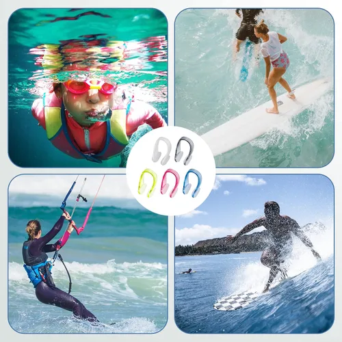 Vista 6 de SAVITA Juego de 10 clips de nariz para natación, reutilizables, prácticos, impermeables, con gel de sílice impermeable para ducharse, bañarse