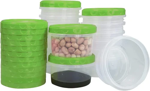 Vista 8 de Jucaifu Juego de 16 frascos pequeños reutilizables de plástico para almacenamiento en el congelador de 8 onzas con tapa de rosca para snacks