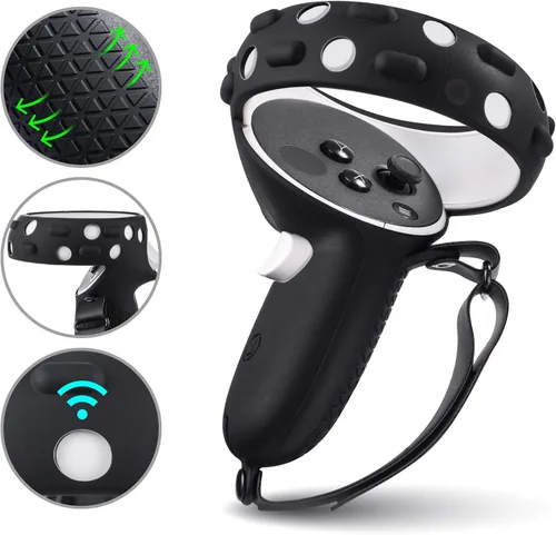 Vista 4 de Compatible with Oculus Quest 2 Accessories, Silicone Face Cover, VR Shell Cover,Compatible with Quest 2 Touch Controller Grip Cover,Protective Lens