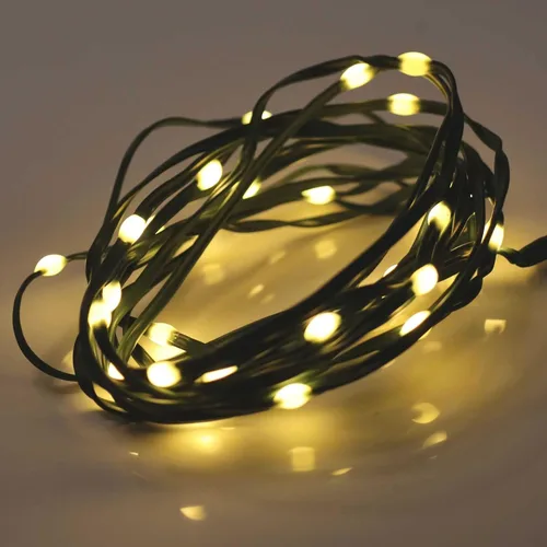 Vista 9 de Luces de Navidad al Aire Libre de QBIS - Cadena de Luces de Hadas que Funcionan con Pilas con Pequeñas LED Blancas Cálidas, Cable Verde
