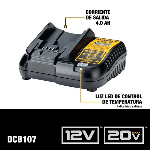 Vista 5 de Dewalt Dcb107 cargador de batería de Li-Ion 12 voltios max y 20 voltios max