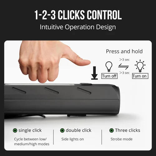 Vista 8 de Linterna EDC recargable -1600 lúmenes linterna de bolsillo USB C linterna con clip base magnética, luz LED y COB, 8 modos IP68 impermeable linterna