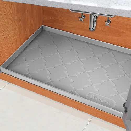 Vista 13 de SIKADEER Tapete impermeable de 19 x 19 pulgadas para debajo del fregadero, tapete de silicona para estante de cajones de cocina y revestimiento