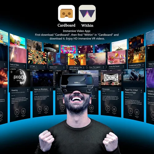 Vista 2 de VR Headset Virtual Reality Glasses Compatible with Phone/Android New Goggles for Movies Compatible 5-7 Inch Soft Comfortable Adjustable Distance