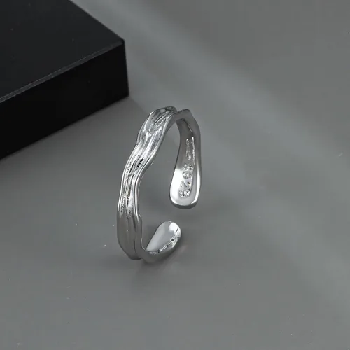 Vista 20 de Anillo de plata de ley 925, minimalista, ajustable, hecho a mano, para mujeres y niñas