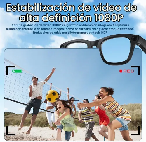Vista 3 de TREEFIA Lentes inteligentes AI con cámara HD 1080P, traducción en tiempo real AI, audio Bluetooth, lentes inteligentes con cámara, grabadora