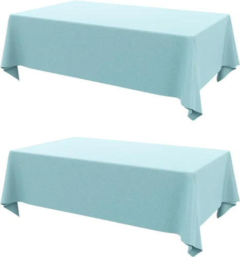 Vista 6 de AUSSPVOCT 2 manteles de lino texturizado para mesa rectangular, 52 x 70 pulgadas, mantel rectangular impermeable, lavable, tela para mesa