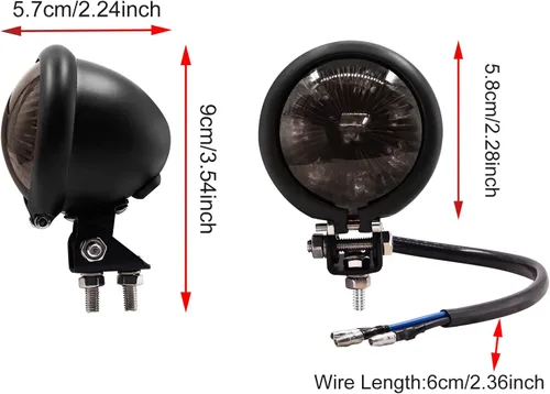 Vista 2 de Luz trasera LED para motocicleta, lente ahumada, luz de conducción LED redonda, lámpara de freno para motocross, motocicleta (negro)