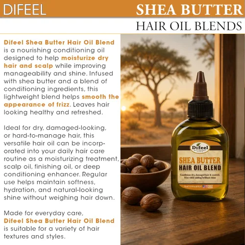 Vista 3 de Difeel - Mezcla de aceite para el cabello de manteca de karité, tamaño de viaje, 2.5 onzas