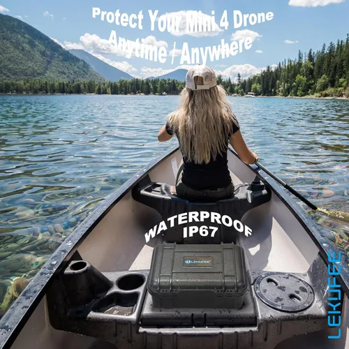 Vista 6 de Lekufee Funda rígida impermeable de viaje para DJI Mini 4 Pro/3 Pro/3 Drone y RC N3/N2/N1 y accesorios (solo funda)