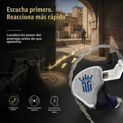 Vista 5 de Tipsy TG4 Gaming IEMs con micrófono, auriculares híbridos para juegos de 4 controladores, aplicación EQ personalizada y control web, modos de juego